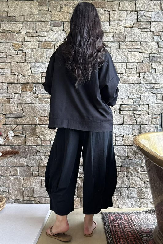 Hippie Shake Linen Blend Shirt Jacket Black